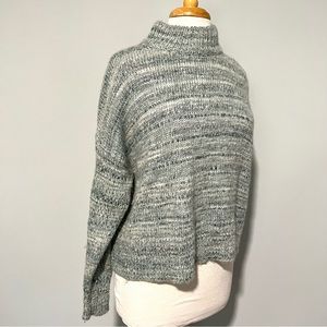 J Crew Shades of Blue White Knit Mock Turtleneck Pullover Sweater Size S